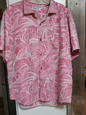 Tommy Bahama Island Time Hawaiian Button Up Short Sleeve Shirt L Coconut Point